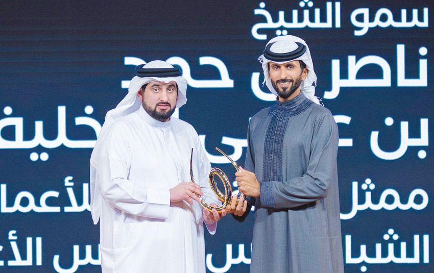 كما شارك كمتحدث رئيسي في القمة العالمية ناصر بن حمد ينال جائزة محمد بن راشد آل مـكتوم  العالمية للرياضة عن فئة الشخصية الرياضية العربية